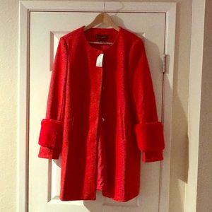 Anne Taylor red jacket, optional fur cuffs